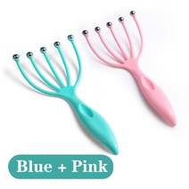 두피 케어 마사지기 탈모 헤어 관리 지압기 헤드 릴랙스 힐링 넥 클로 안티 스트레스 통증 완화 문어 릴랙스 스파 두통 자극 혈액 순환, 핑크 블루