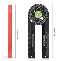각도자 Mitre Saw Protractor Angle Level with Marking Pencil Carpenter Finder Ruler Gauge Tool for Wo, 01 Black
