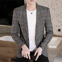 남자 체크 블레이저 글렌체크 겨울 체크자켓 남성 정장 스타일 슬림 탑 잘 생긴 캐주얼 격자 무늬 싱글 슈트 청소 트렌드 봄과 얇은 코트