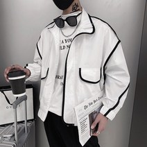 남자가을코트 봄가을 계절 건달카리스마 트렌드 와이드 루즈핏 점퍼지퍼 긴소매 상의 핏아우터 가을옷 인싸템 2623636370