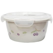 코렐쿡 플럼 무균열 세라믹 도자기 원형뚜껑찬통-대/16.5cm/1.0L/화이트/도자기찬통