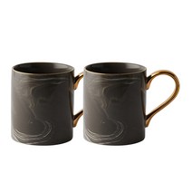 까사무띠 골드 마블 머그컵 350ml, 블랙, 4개