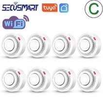 화재 경보기 연기 감지기 수신기 Tuya 와이파이 센서 경보 방지 24G 스모크 하우스 조합 홈 보안 시스템, C