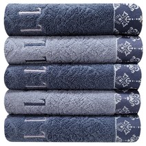 엘르 디자인타올 30수 코마사 135g, 청록색3장+청회색2장, 1개