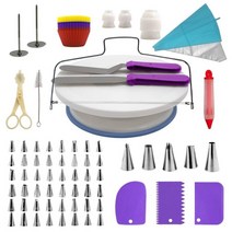 케이크 쿠키 장식 재료 소품 꽂이 셋트 106 조각 diy 턴테이블 세트 퐁당 도구 및 용품 장 입 세트 스탠드 장 도구, 보라색, 01 Purp
