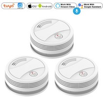 연기감지 누수감지 화재감지 소방wifi smart smoke 감지기 독립 음성 tuya fire alarm smoke sensor home security system fire, 3개