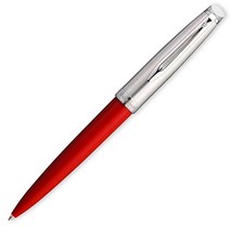 Waterman Emblème 볼펜 크롬 트림이 있는 레드 블루 리필이 있는 미디엄 포인트 선물 상자, red_ballpoint