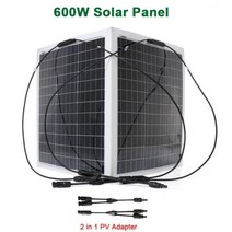 태양광발전 태양열설치 태양열패널 300W 600W 태양 전지 패널 유연한 단결정 셀 RV 12V 키트 자동차 보트 배터리 캠핑용 컨트롤러 포함, 2pcs-600W
