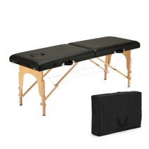 접이식 미용베드 마사지침대 고급원목 폭 70cm 아이보리 브라운 블랙 3컬러 경락 스포츠 반영구, 원목 높이조절형 블랙+케이스