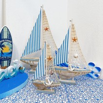 여름 바다 스트라이프 요트 스카이 세일링 보트 배모형 장식 인테리어 소품 디자인 상품, 소