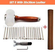 전문 손 바느질 가죽 공예 도구 키트 안장 그루버 스티칭 펀치 조각 작업 세트 DIY 액세서리용, SET E With Leather