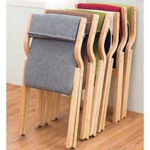 북유럽 패브릭 접이식 의자 식사 카페 간이 원목 가정용 행사용 교회, F. 베이지