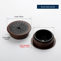 책상타공판 타공판악세사리 스탠드타공판 책상 라인 구멍 커버 60mm 플라스틱 라운드 박스 1 개 가구 캐비, 01 Brown