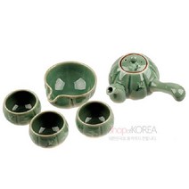 청자운학 3인다기세트 한국기념품 전통선물, 전통포장