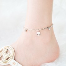 노이드비 여성용 써지컬스틸 해피스마일 볼 클립 언발 체인 발찌