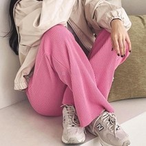 옷자락 [옷자락] 여자 분홍팬츠 통핏 일자 코듀로이 밴딩 부츠컷 바지