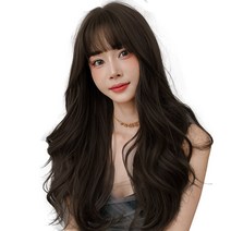 하이유니 그레이스 웨이브 펌 헤어 통가발 가발 65cm + 거치대 세트, 챠콜블랙 / 65cm
