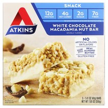 Atkins 스낵 화이트초콜릿 마카다미아 너트 바 바 5개 각 1.41 oz (40 g) 1팩, 상세설명참조, 40g