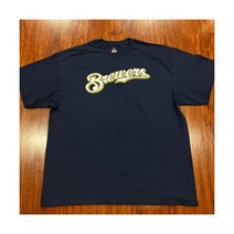 마제스틱 남성 밀워키 브루어스 네이비 저지 셔츠 2XL XXL 야구 MLB