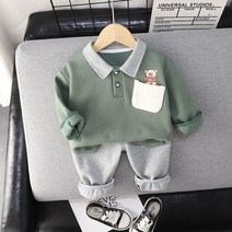 아기 소년 봄 의류 세트 2022 어린이 의류 서양식 소년 봄 가을 긴 소매 스웨터 두 조각 세트 빠른배송