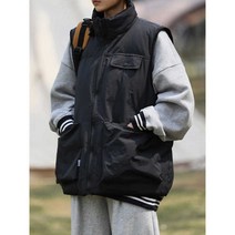 폴리스원단 내피 입체포켓 카키색 패딩조끼 네이비 루즈핏