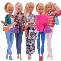 인형 10Pcs 바비 인형 액세서리 = 5Pcs 옷 + 가방 1/6 BJD Blythe 신발 미니 드레스 장난감, 22 P23