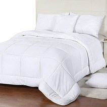 Utopia Bedding 사계절용 다운 얼터너티브 퀼트 이불 퀸 코너 탭이 있는 인서트 세탁기 세탁 가능 독립형 퀸풀 화이트, 1