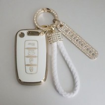 스이웨 기아 전차종 골드라인 스마트키케이스+키홀더+큐빅전화번호판, K8, 화이트