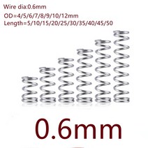 10-20 개/몫/lot 0.6mm 0.6x 4/5/6/7/8/9/10/11/12 * L 스테인레스 스틸 압축 스프링 외경 4-12mm 길이 10-50mm, [01] 0.6mm, [02] 5mm, [01] 25mm
