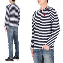 [꼼데가르송] 레드와펜 AZ T010 051 1 남성 스트라이프 긴팔티셔츠