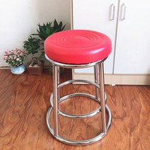 JINGHENG 스툴 바의자 세고리 하이 스테인레스 높은의자 가정용 둥근의자 스마트폰 카운터의자 게임, T05-레드 소형 48CM레드 두꺼운