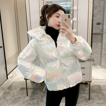 아이엠몽 여자 유광 후드 하이넥 숏 패딩 점퍼 SY