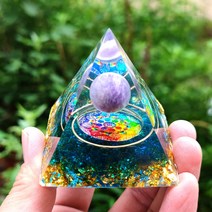 Orgone 명상 정신수양 기분좋은 힐링 에너지 용품 피라미드 크리스탈 풍수 장식품 소품, 4