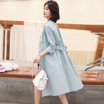 FANSYLI 여성 여름 롱 트렌치 코트 얇다 루즈핏 상의 XX5M601