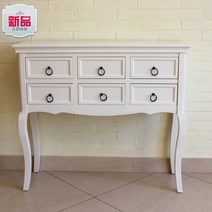 앤틱 컬러포인트 6칸 수납장 콘솔테이블 빈티지 서랍장 복도콘솔 현관콘솔 인테리어가구, 화이트