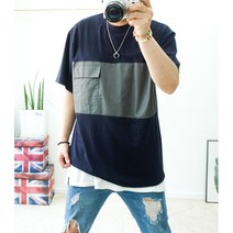 4XL티셔츠 면 배색 포켓 빅사이즈반팔티 여름