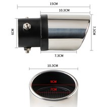 배기팁 범용 자동차 머플러 팁 라운드 스테인레스 스틸 파이프 크롬 테일, 1.Silver straight