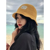 와이케이하우스 봄과 여름 모자 여성 한국어 조수 작은 야생 짠 물통 스티커 천 어부 모자를 보여주는 일본 분지 모자_69316