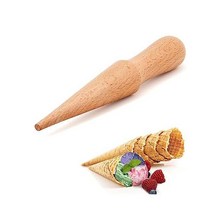 MaxoPro 아이스크림 와플 콘 롤러 21.6cm8.6인치 강 부드러운 크럼케이크 나무 피젤 몰드 미끄럼 핸들 셰이퍼 도구