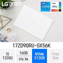 LG전자 2023 그램17 13세대 17ZD90RU-GX56K - 최신형 업무용 노트북 [특별 사은품 증정], W, 코어i5, 512GB, 16GB, FREEDOS