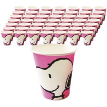 찰리브라운 스누피 칼라 종이컵 핑크 9oz, 1박스