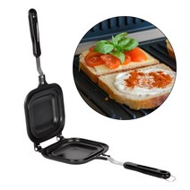샌드위치쿠커 파니니그릴 포켓샌드위치 핫샌드위치 메이커 내열 손잡이가 있는 빵 토스트 메이커 스토브, 한개옵션0