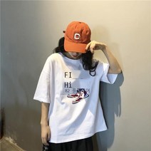 여름철 아카데미풍 루즈핏 ins 반팔 티셔츠 여자 2022 한국판 학생 길거리 베스트 드레서 A1 M