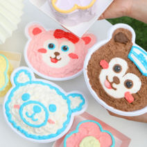 [국내발송] 곰돌이 보틀도시락케이크 용기, 용기 + 포크(10개입)