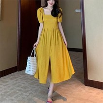 오노마 오노마 ONM 핀턱 플리츠 밑단 슬릿 반팔 원피스 (8946415)