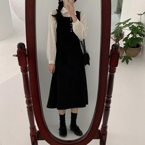 여성 버튼 디테일 나시 원피스 2컬러 하객룩 학교 롱