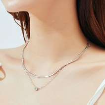 노이드비 써지컬스틸 스네이크두줄 큐빅포인트 목걸이 2컬러