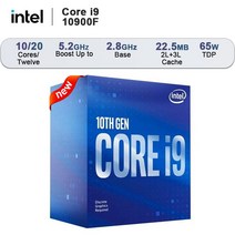 인텔 코어 i9-10900F 코어 i9 10 세대 코멧 레이크 10 코어 2.8 GHz LGA 1200 65W 통합 그래픽 데스크탑 프로세서 없음