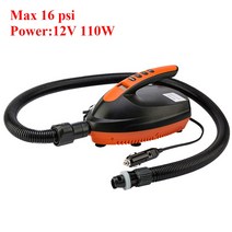 패들보드 스탠드업보드 sup 1620 psi 듀얼 스테이지 전기 공기 펌프 12v 110w 풍선 sup 용 지능형 풍선 펌프 서핑, 16psi 단일 단계, 협력사