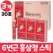 홍삼정 6년근 홍삼스틱 홍삼포 데일리타임 고려홍삼 고려 홍삼 정 선물용 쇼핑백포함 어르신 남자 여자, 3개, 30포